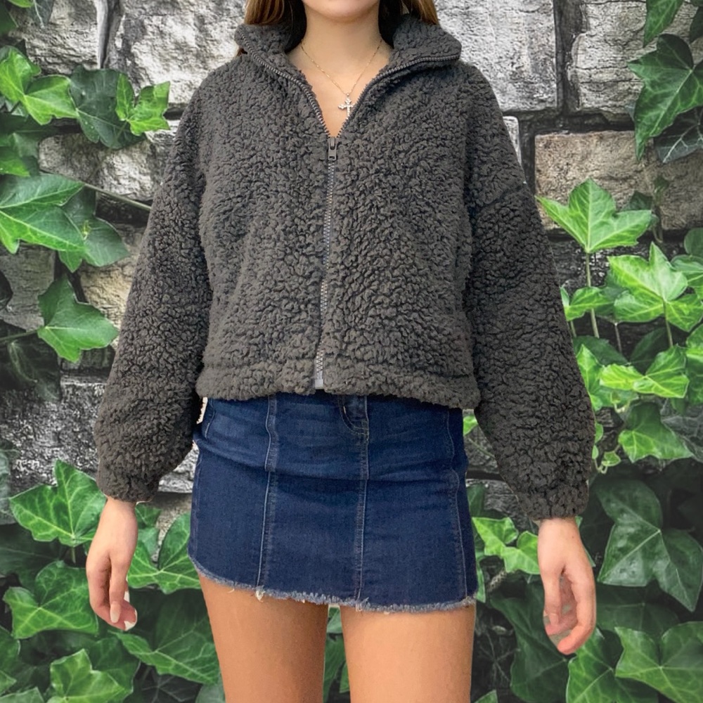 Sherpa jacket grey size small